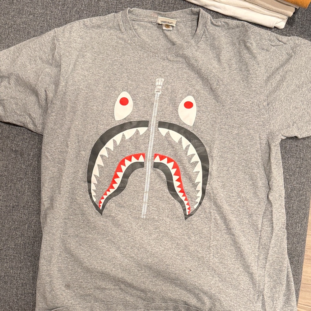Bape Gray Shark Graphic T-Shirt